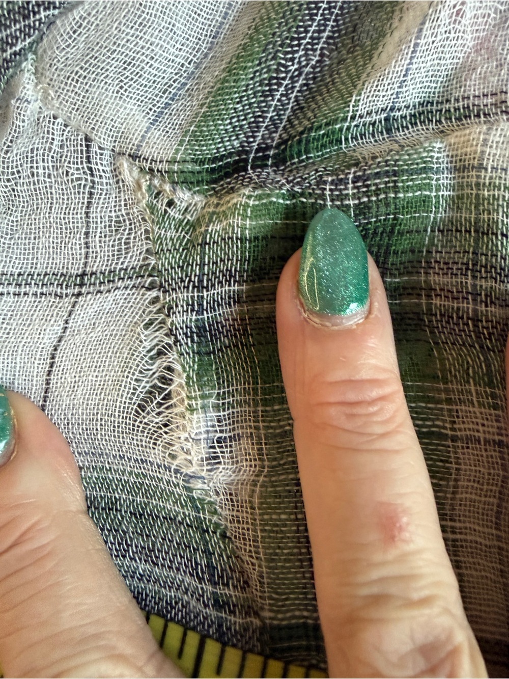 Aratta Summer Breeze Embroidered Green Plaid Button-Front Tunic Dress, NWT *FLAW - Picture 10 of 11